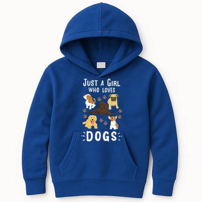 Just A Girl Who Loves Dogs Dog Lover Gift For Girls Gift Kids Hoodie