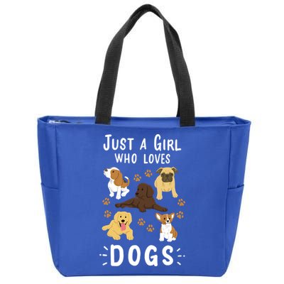 Just A Girl Who Loves Dogs Dog Lover Gift For Girls Gift Zip Tote Bag