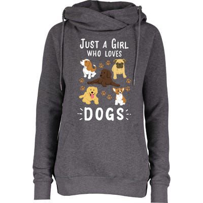 Just A Girl Who Loves Dogs Dog Lover Gift For Girls Gift Womens Funnel Neck Pullover Hood