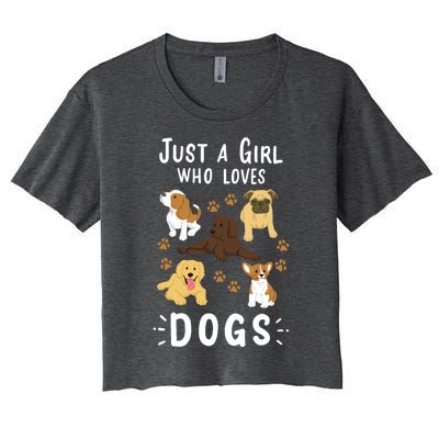 Just A Girl Who Loves Dogs Dog Lover Gift For Girls Gift Women's Crop Top Tee