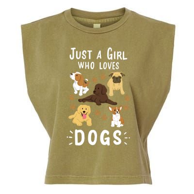 Just A Girl Who Loves Dogs Dog Lover Gift For Girls Gift Garment-Dyed Women's Muscle Tee