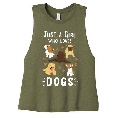 Just A Girl Who Loves Dogs Dog Lover Gift For Girls Gift Women's Racerback Cropped Tank