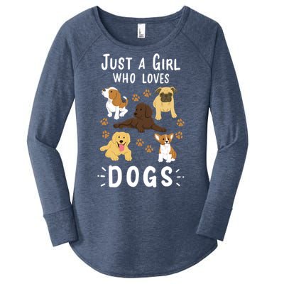 Just A Girl Who Loves Dogs Dog Lover Gift For Girls Gift Women's Perfect Tri Tunic Long Sleeve Shirt