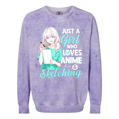 Just A Girl Who Loves Anime & Sketching Otaku Anime Costume Colorblast Crewneck Sweatshirt