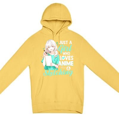 Just A Girl Who Loves Anime & Sketching Otaku Anime Costume Premium Pullover Hoodie