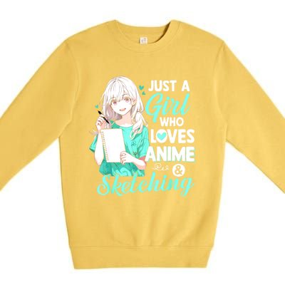 Just A Girl Who Loves Anime & Sketching Otaku Anime Costume Premium Crewneck Sweatshirt