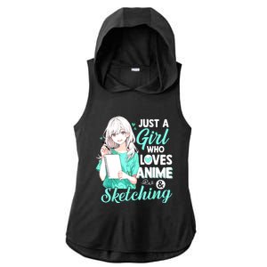 Just A Girl Who Loves Anime & Sketching Otaku Anime Costume Ladies PosiCharge Tri-Blend Wicking Draft Hoodie Tank