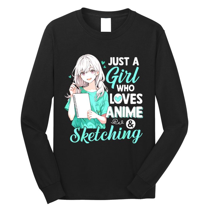 Just A Girl Who Loves Anime & Sketching Otaku Anime Costume Long Sleeve Shirt