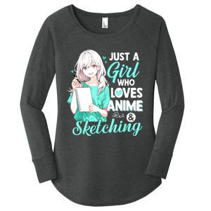 Just A Girl Who Loves Anime & Sketching Otaku Anime Costume Women's Perfect Tri Tunic Long Sleeve Shirt