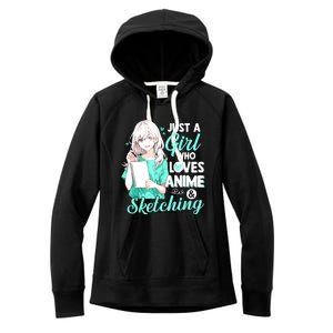 Just A Girl Who Loves Anime & Sketching Otaku Anime Costume Women's Fleece Hoodie