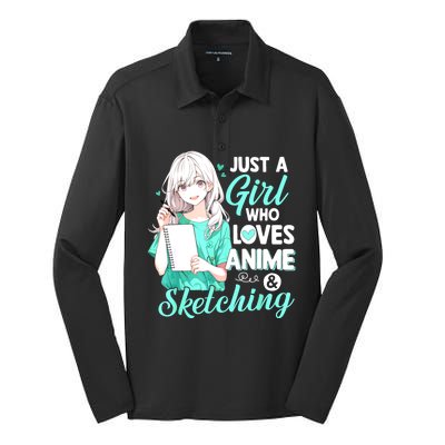 Just A Girl Who Loves Anime & Sketching Otaku Anime Costume Silk Touch Performance Long Sleeve Polo