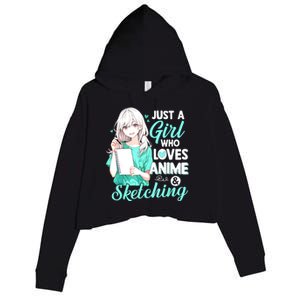 Just A Girl Who Loves Anime & Sketching Otaku Anime Costume Crop Fleece Hoodie