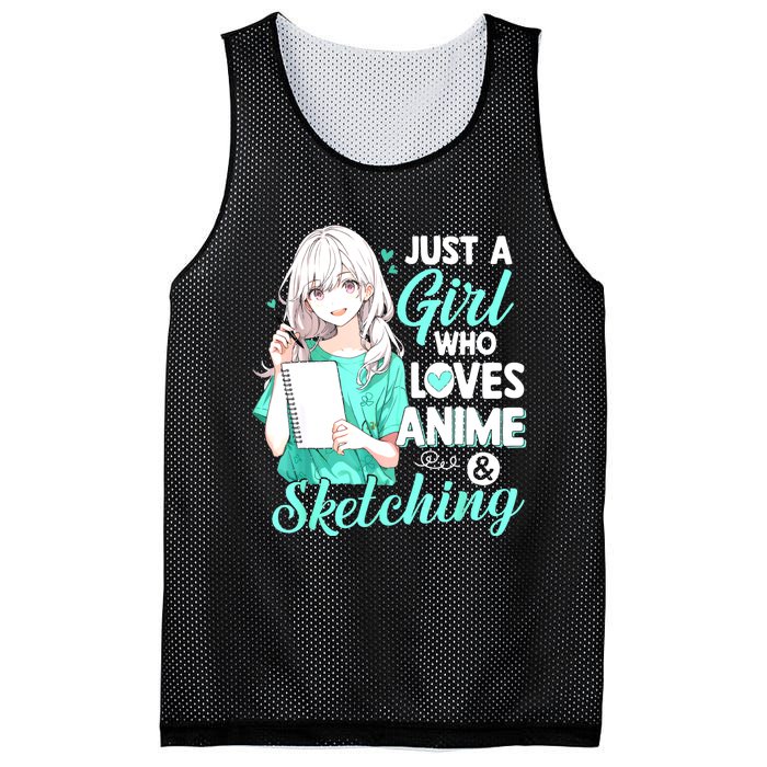 Just A Girl Who Loves Anime & Sketching Otaku Anime Costume Mesh Reversible Basketball Jersey Tank