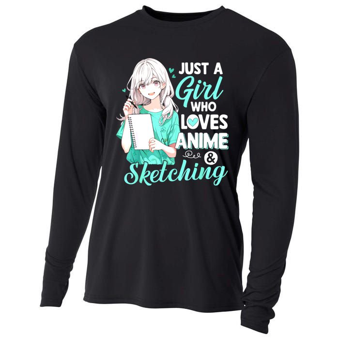 Just A Girl Who Loves Anime & Sketching Otaku Anime Costume Cooling Performance Long Sleeve Crew