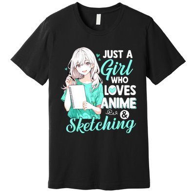 Just A Girl Who Loves Anime & Sketching Otaku Anime Costume Premium T-Shirt