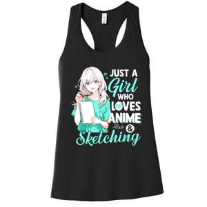 Just A Girl Who Loves Anime & Sketching Otaku Anime Costume Women's Racerback Tank