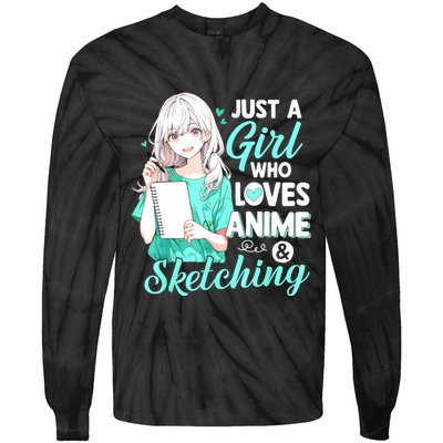 Just A Girl Who Loves Anime & Sketching Otaku Anime Costume Tie-Dye Long Sleeve Shirt