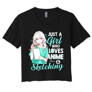 Just A Girl Who Loves Anime & Sketching Otaku Anime Costume Women's Crop Top Tee