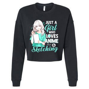 Just A Girl Who Loves Anime & Sketching Otaku Anime Costume Cropped Pullover Crew