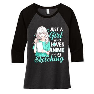 Just A Girl Who Loves Anime & Sketching Otaku Anime Costume Women's Tri-Blend 3/4-Sleeve Raglan Shirt