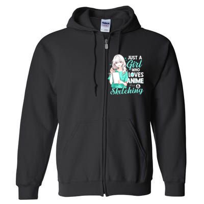 Just A Girl Who Loves Anime & Sketching Otaku Anime Costume Full Zip Hoodie