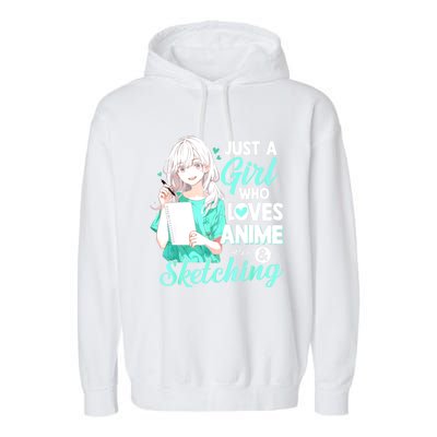 Just A Girl Who Loves Anime & Sketching Otaku Anime Costume Garment-Dyed Fleece Hoodie