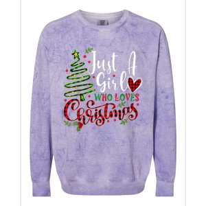 Just A Girl Who Loves Christmas A Gift For Xmas Women Girls Colorblast Crewneck Sweatshirt