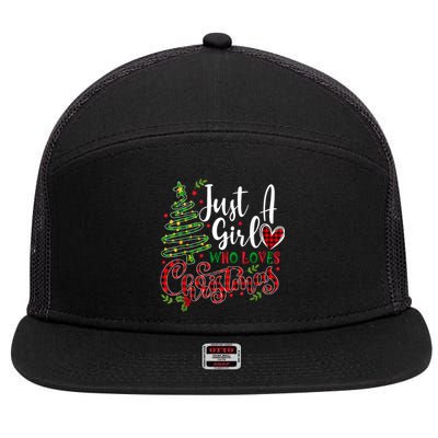 Just A Girl Who Loves Christmas A Gift For Xmas Women Girls 7 Panel Mesh Trucker Snapback Hat