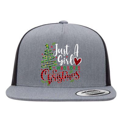 Just A Girl Who Loves Christmas A Gift For Xmas Women Girls Flat Bill Trucker Hat