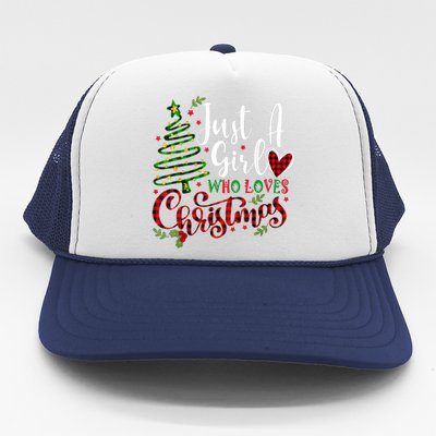 Just A Girl Who Loves Christmas A Gift For Xmas Women Girls Trucker Hat