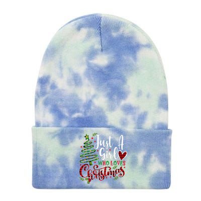 Just A Girl Who Loves Christmas A Gift For Xmas Women Girls Tie Dye 12in Knit Beanie