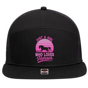 Just A Girl Who Loves Horses Gift 7 Panel Mesh Trucker Snapback Hat