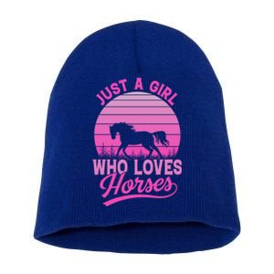 Just A Girl Who Loves Horses Gift Short Acrylic Beanie