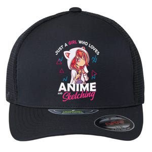 Just A Girl Who Loves Anime And Sketching Otaku Anime Merch Flexfit Unipanel Trucker Cap