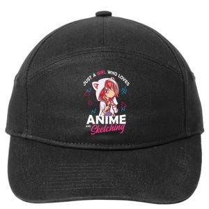 Just A Girl Who Loves Anime And Sketching Otaku Anime Merch 7-Panel Snapback Hat