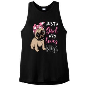 Just A Girl Who Loves Cute Pug Dog Lover Gifts Ladies PosiCharge Tri-Blend Wicking Tank