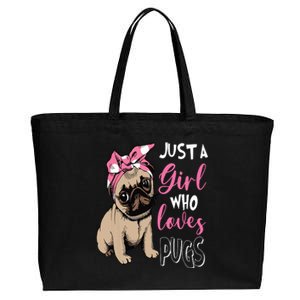 Just A Girl Who Loves Cute Pug Dog Lover Gifts Cotton Canvas Jumbo Tote