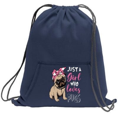 Just A Girl Who Loves Cute Pug Dog Lover Gifts Sweatshirt Cinch Pack Bag