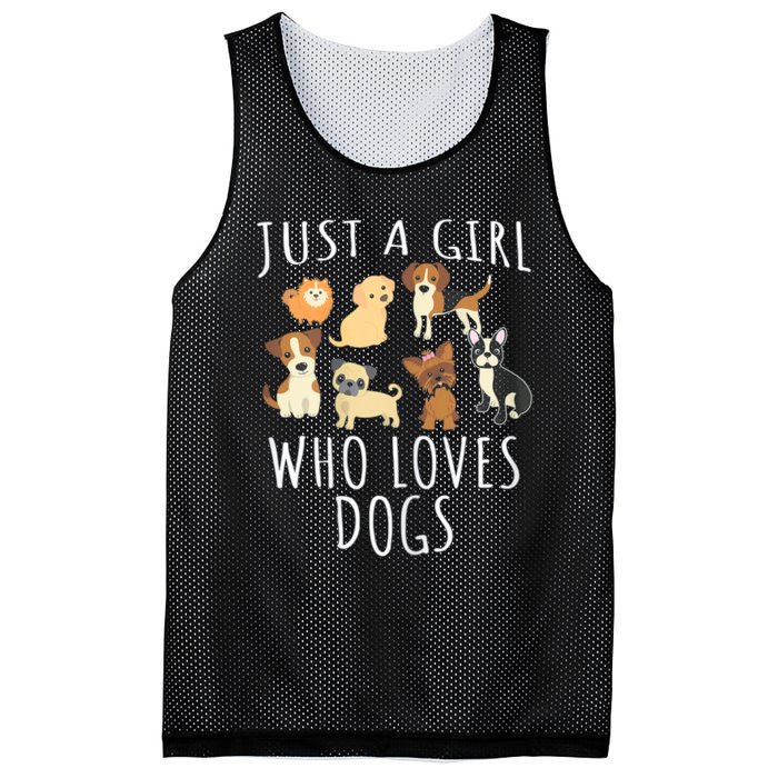 Just A Girl Who Loves Dogs Funny Puppy Gift Mesh Reversible Basketball Jersey Tank