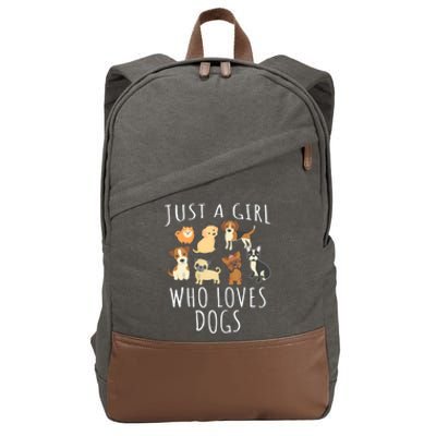 Just A Girl Who Loves Dogs Funny Puppy Gift Cotton Canvas Backpack