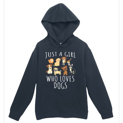 Just A Girl Who Loves Dogs Funny Puppy Gift Urban Pullover Hoodie