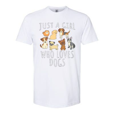 Just A Girl Who Loves Dogs Funny Puppy Gift Softstyle® CVC T-Shirt