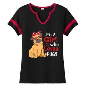 Just A Girl Who Loves Pugs Cute Pug Lover Girl Ladies Halftime Notch Neck Tee