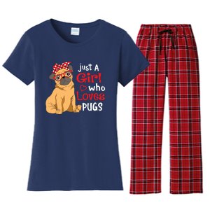 Just A Girl Who Loves Pugs Cute Pug Lover Girl Women's Flannel Pajama Set