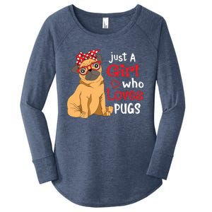 Just A Girl Who Loves Pugs Cute Pug Lover Girl Women's Perfect Tri Tunic Long Sleeve Shirt