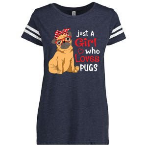 Just A Girl Who Loves Pugs Cute Pug Lover Girl Enza Ladies Jersey Football T-Shirt