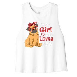 Just A Girl Who Loves Pugs Cute Pug Lover Girl Women's Racerback Cropped Tank