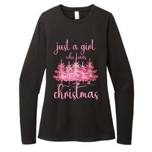 Just A Girl Who Loves Christmas Pink Christmas Tree Xmas Womens CVC Long Sleeve Shirt