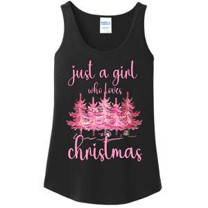 Just A Girl Who Loves Christmas Pink Christmas Tree Xmas Ladies Essential Tank