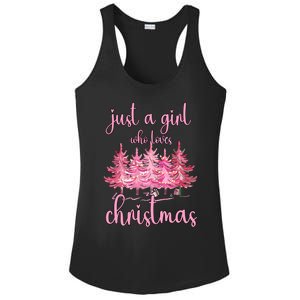 Just A Girl Who Loves Christmas Pink Christmas Tree Xmas Ladies PosiCharge Competitor Racerback Tank